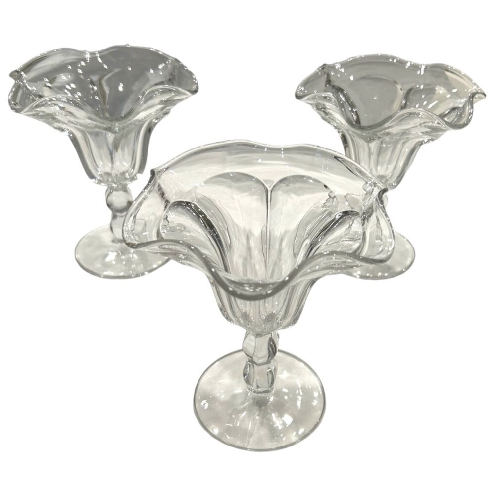 Vintage Heisey "Colonial" Ruffle Pedestal Sherbert / Sundae Glasses (3)